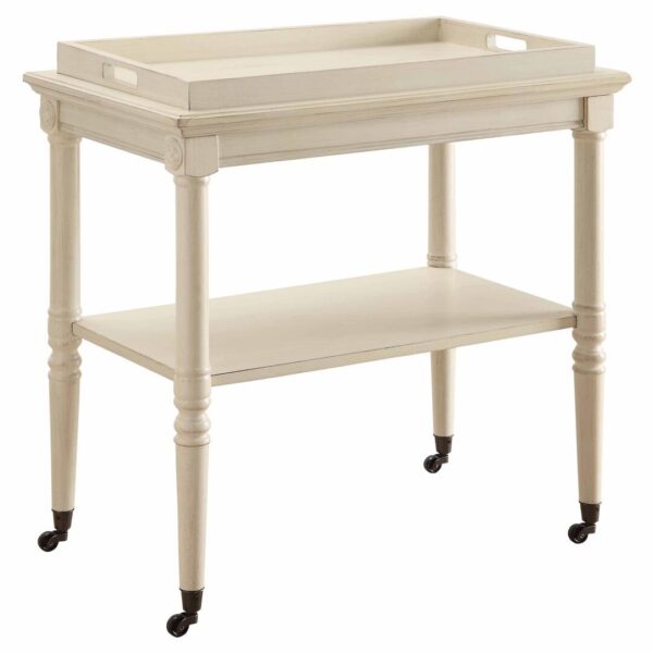 French Style Antique White Trolley Table - Image 4