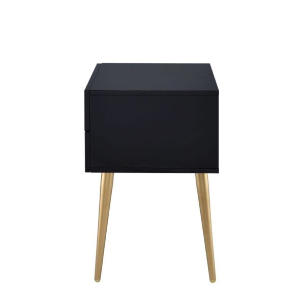 Sleek Black And Gold Two Drawer End Table - Image 4