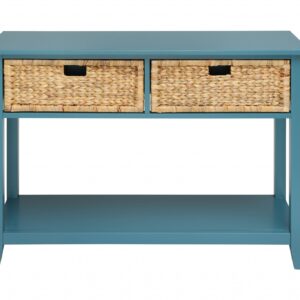 44" X 16" X 28" Teal Solid Wood Leg Console Table