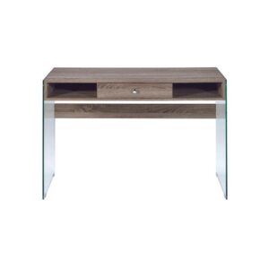 Cool Oak and Glass Panel Desk