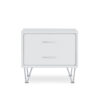White Wooden 2-Drawer Chrome Nightstand