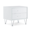 White Wooden 2-Drawer Chrome Nightstand - Image 2