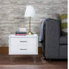 White Wooden 2-Drawer Chrome Nightstand - Image 5