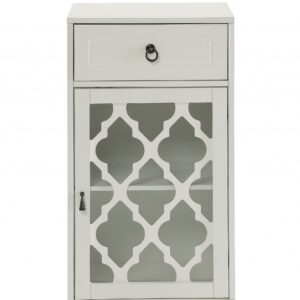 Fret Work Design Glass Door White Cabinet