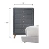 46" Light Gray Upholstery 5 Drawer Chest Dresser with light natural legs - Image 2