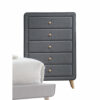 46" Light Gray Upholstery 5 Drawer Chest Dresser with light natural legs - Image 3
