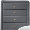 46" Light Gray Upholstery 5 Drawer Chest Dresser with light natural legs - Image 4