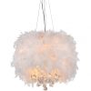 Iglesias Fluffy White Feathers and Crystal 3-light Pendant