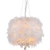 Iglesias Fluffy White Feathers and Crystal 3-light Pendant - Image 3