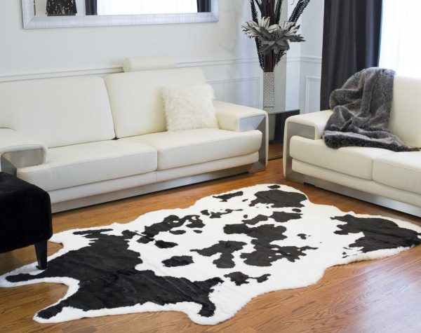 63" x 90" Sugarland Black And White Faux Hide - Area Rug - Image 3