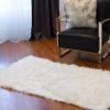 60" x 36" Off White Rectangular Faux Fur - Area Rug - Image 3