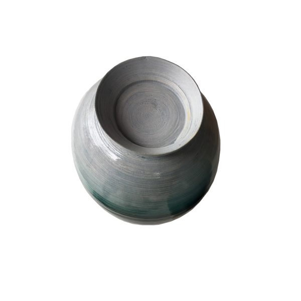 28" Distressed Aqua Spun Bamboo Artisan Floor Vase - Image 3