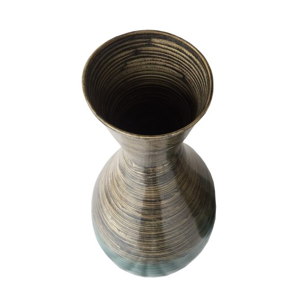 28" Distressed Aqua Spun Bamboo Artisan Floor Vase - Image 4