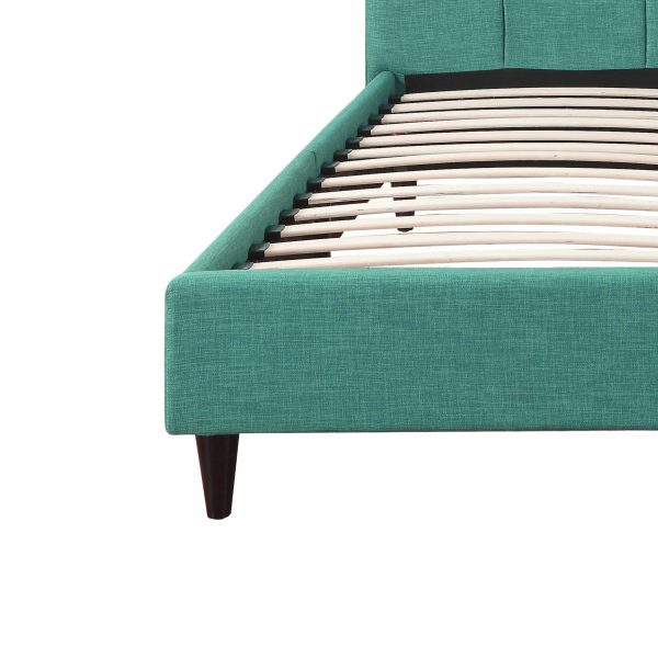 California King Blue Modern Upholstered Square Stitched Platform Bed - Image 5
