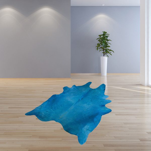 72" x 84" Sky Blue Cowhide - Rug - Image 3
