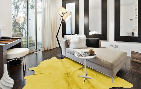 72" x 84" Yellow Cowhide - Rug - Image 4