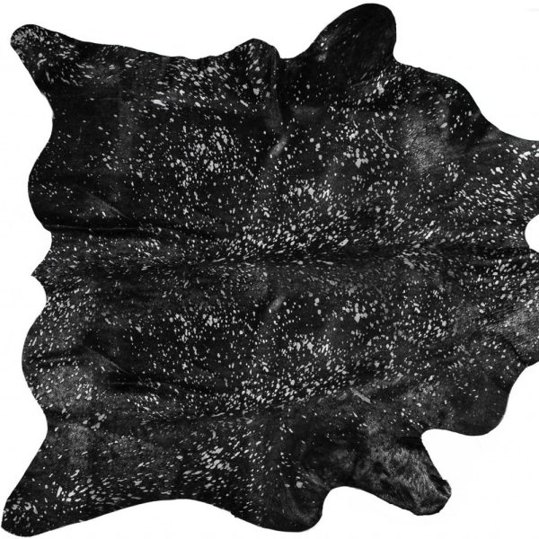 Black And Silver Cowhide Animal Print Area Rug - Image 5