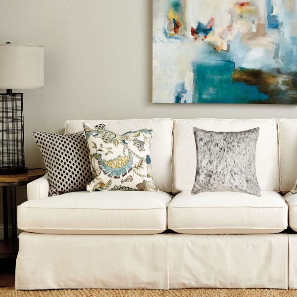 18" x 18" x 5" Salt And Pepper Gray And White Cowhide  Pillow - Image 3
