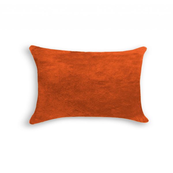 12" x 20" x 5" Orange Cowhide  Pillow