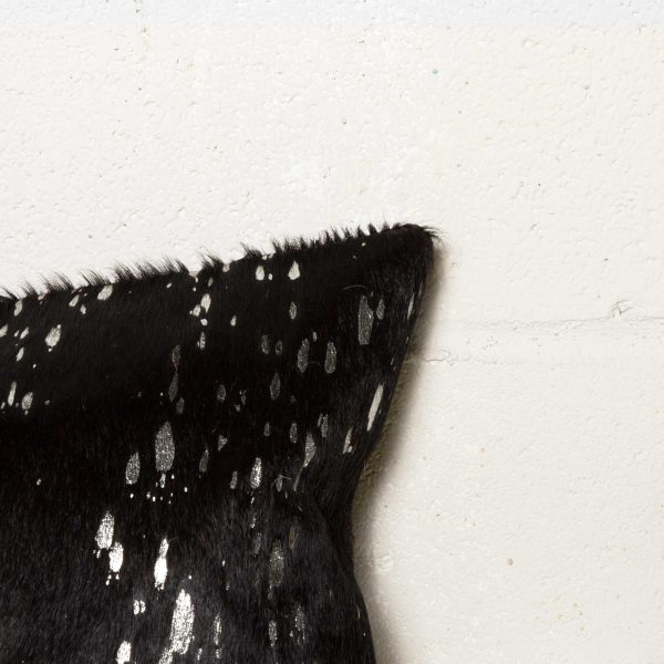 12" x 20" x 5" Black And Silver Cowhide  Pillow - Image 2