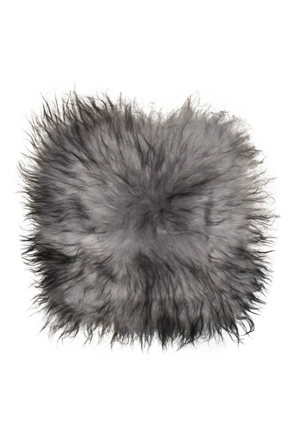 15" x 15" Silver Animal Print Sheepskin Square Chair Pad