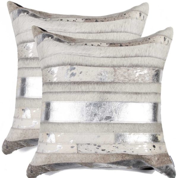 18" x 18" x 5" Silver And Gray  Pillow 2 Pack - Image 4