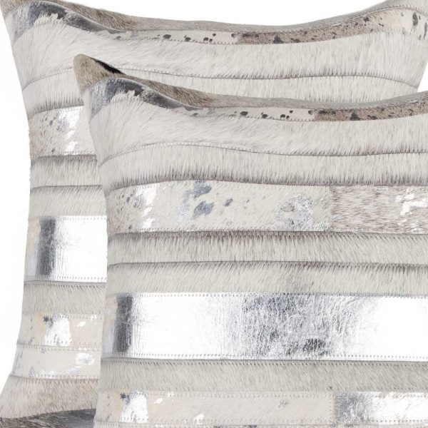 18" x 18" x 5" Silver And Gray  Pillow 2 Pack - Image 5