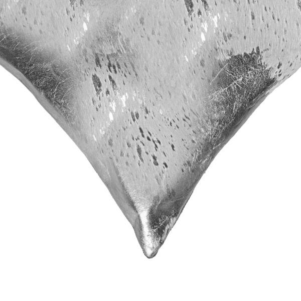 18" x 18" x 5" Gray And Silver Cowhide  Pillow - Image 2