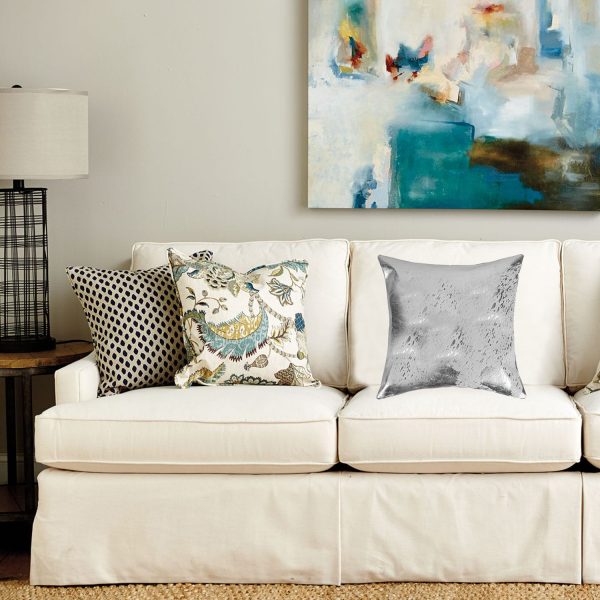 18" x 18" x 5" Gray And Silver Cowhide  Pillow - Image 3