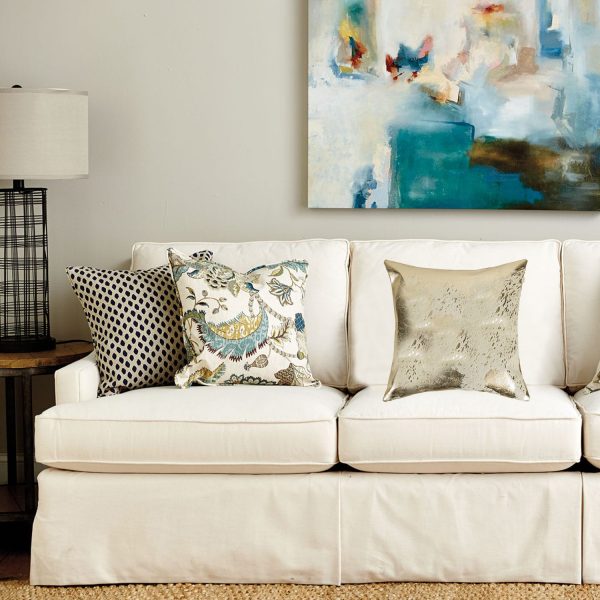 18" x 18" x 5" Gray And Gold Cowhide  Pillow - Image 3