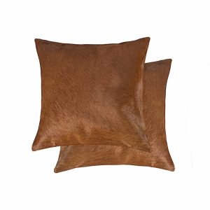18" x 18" x 5" Brown Cowhide  Pillow 2 Pack