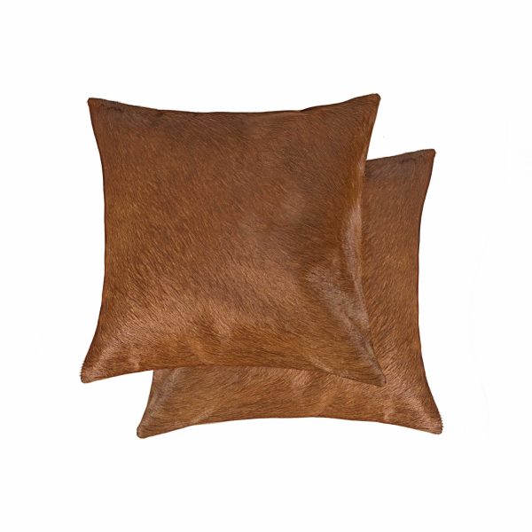 18" x 18" x 5" Brown Cowhide  Pillow 2 Pack