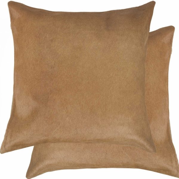 18" x 18" x 5" Tan Cowhide  Pillow 2 Pack - Image 4