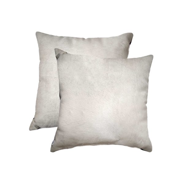 18" x 18" x 5" Off White Cowhide  Pillow 2 Pack