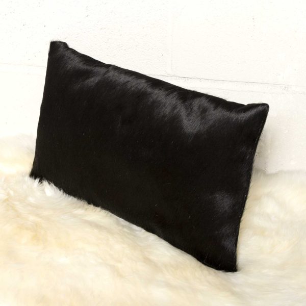 12" x 20" x 5" Black Cowhide  Pillow 2 Pack - Image 3