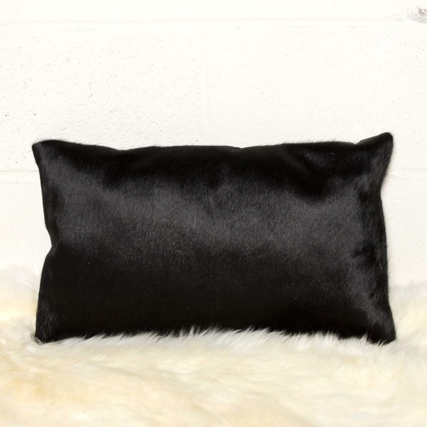 12" x 20" x 5" Black Cowhide  Pillow 2 Pack - Image 4