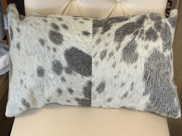 Set of 2 Gray And White Natural Cowhide Pillows - Image 2