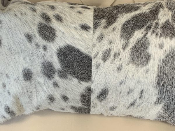 Set of 2 Gray And White Natural Cowhide Pillows - Image 3