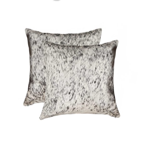 18" x 18" x 5" Salt And Pepper Gray And White Cowhide  Pillow 2 Pack