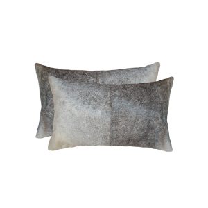 12" x 20" x 5" Salt And Pepper Gray And White Cowhide  Pillow 2 Pack