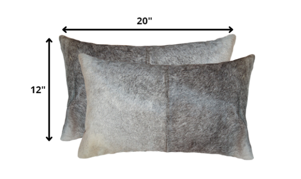 12" x 20" x 5" Salt And Pepper Gray And White Cowhide  Pillow 2 Pack - Image 2