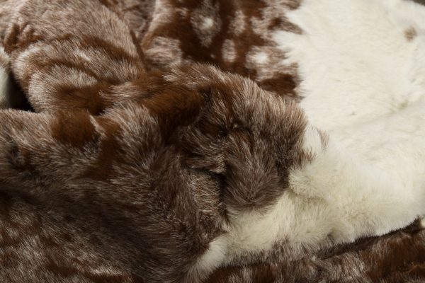 5' x 8' Brown and White Faux Cowhide Area Rug - Image 2