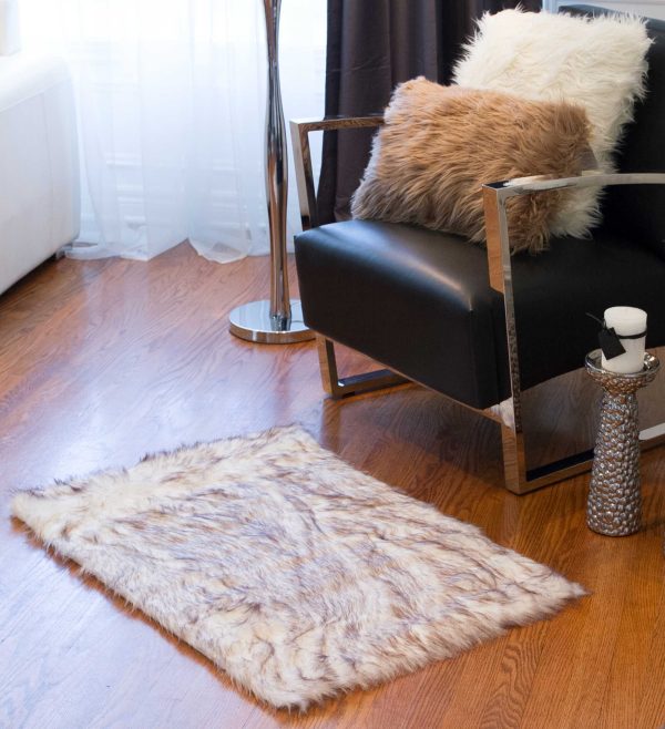 2' x 3' Ombre Brown Faux Sheepskin Area Rug - Image 2