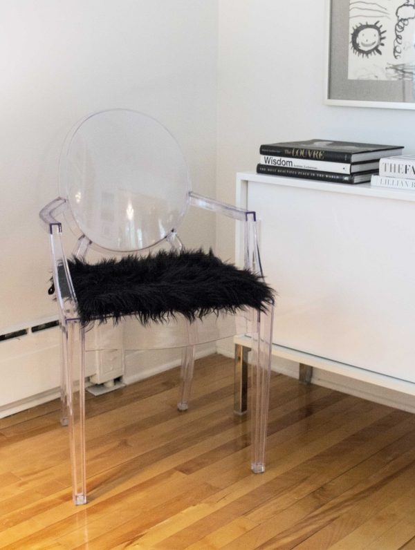 Set of 2 Cozy Black Faux Fur Chair Pads - Image 2