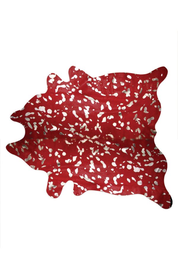 72" x 84" Red and Silver Cowhide - Area Rug - Image 3