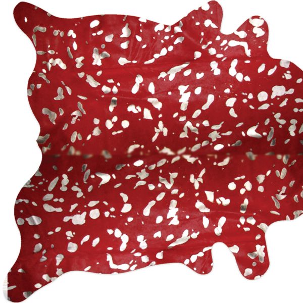 72" x 84" Red and Silver Cowhide - Area Rug - Image 4