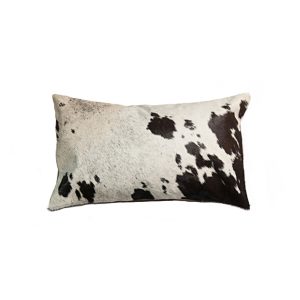 18" x 18" x 5" Salt And Pepper Chocolate And White Cowhide  Pillow