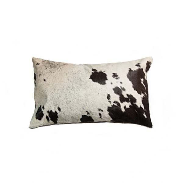 18" x 18" x 5" Salt And Pepper Chocolate And White Cowhide  Pillow