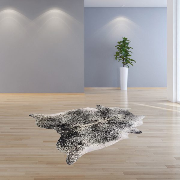 60" x 84" Salt And Pepper Black And White Cowhide - Area Rug - Image 3