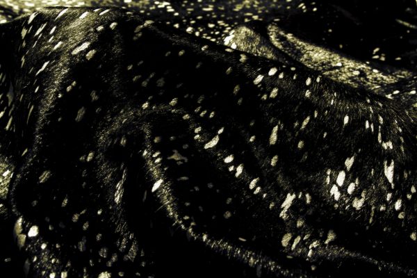 60" x 84" Black And Gold Cowhide - Area Rug - Image 2